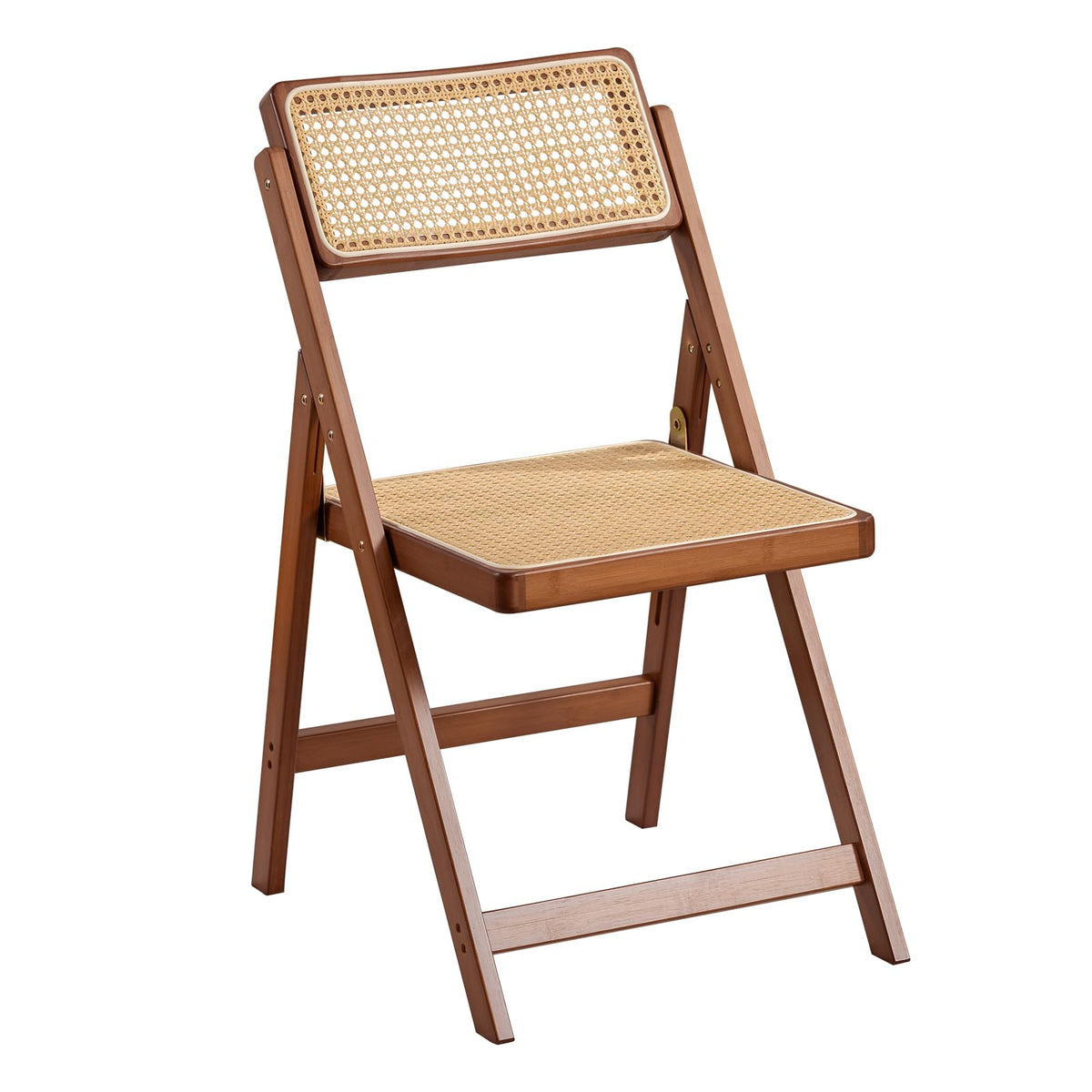 Furlide Rattan Dining Chairs Set of 2, Bamboo Armchairs in Walnut