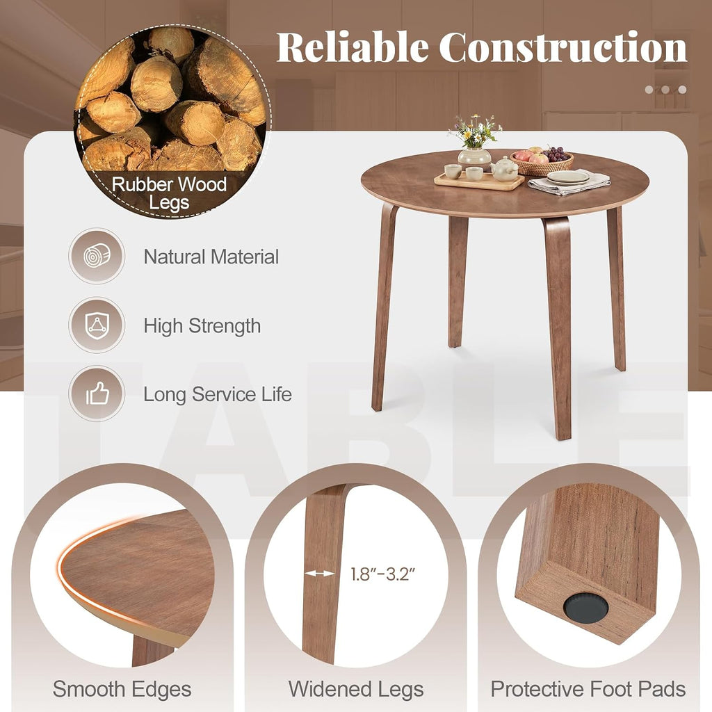 GIANTEX Round Dining Table for 2-4, 37.5" Kitchen Table w/Rubber Wood Legs