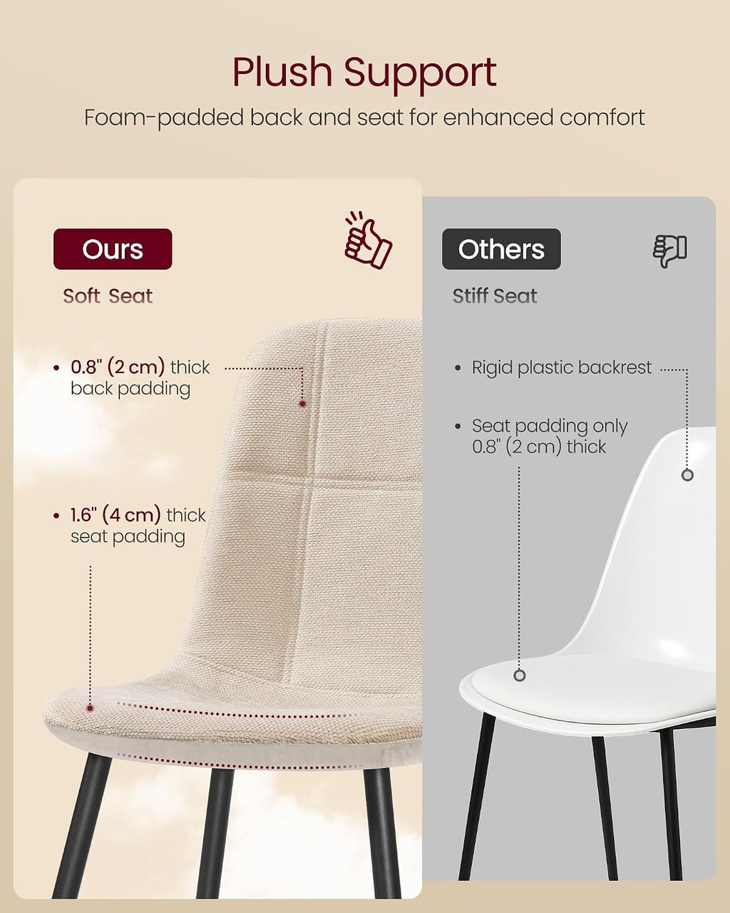 VASAGLE Dining Chairs Set of 4, Kitchen Chairs