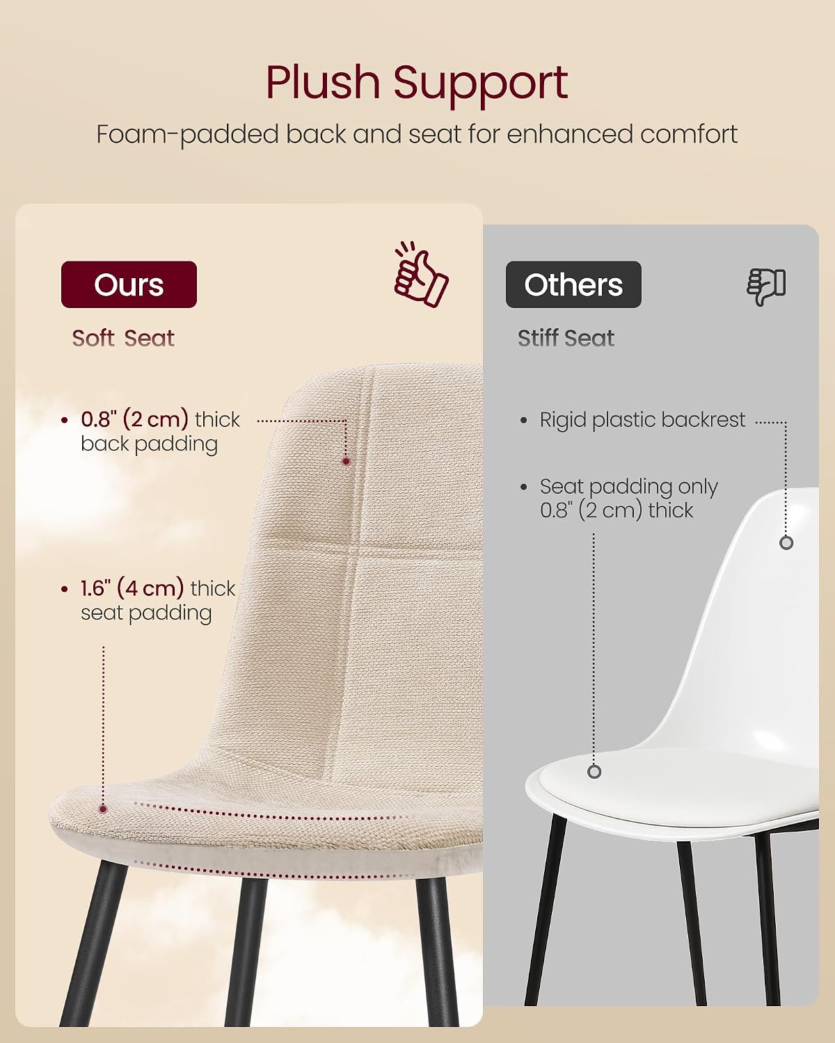 VASAGLE Dining Chairs Set of 4, Kitchen Chairs