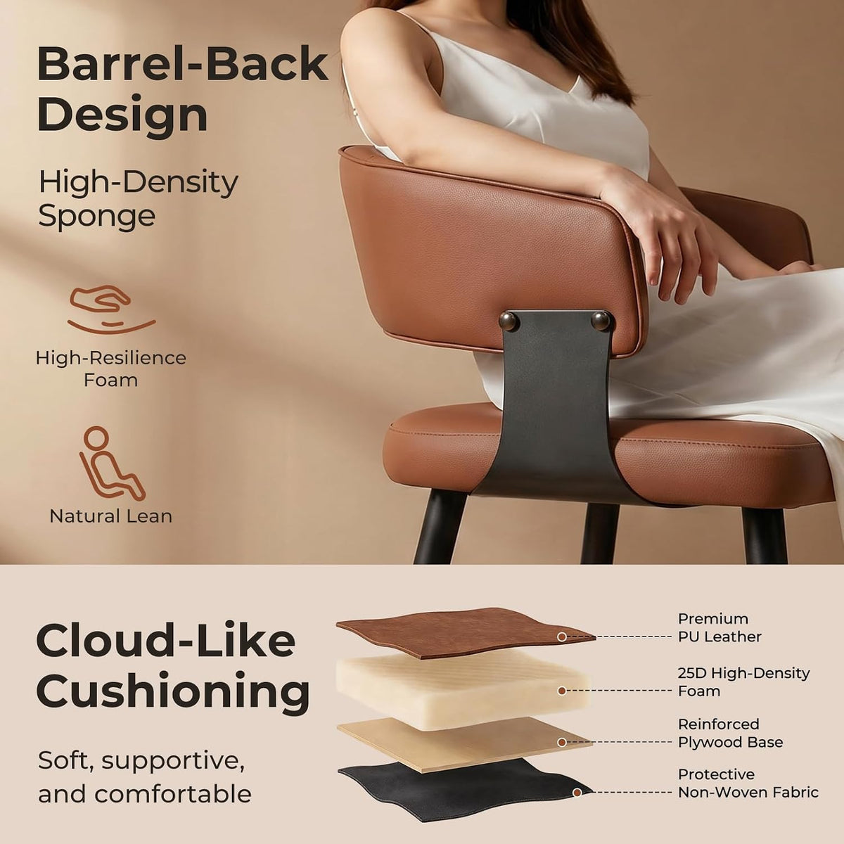 Dining Chairs Set of 4, Modern Faux Leather Kitchen Chairs