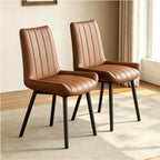 Black Faux Leather Dining Chairs Set of 4,Mid Century Modern Kitchen Chairs