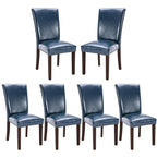 COLAMY Upholstered Parsons Dining Chairs Set of 4, Fabric Dining Room Kitchen Side Chair with Nailhead Trim and Wood Legs - Blue/White Flower