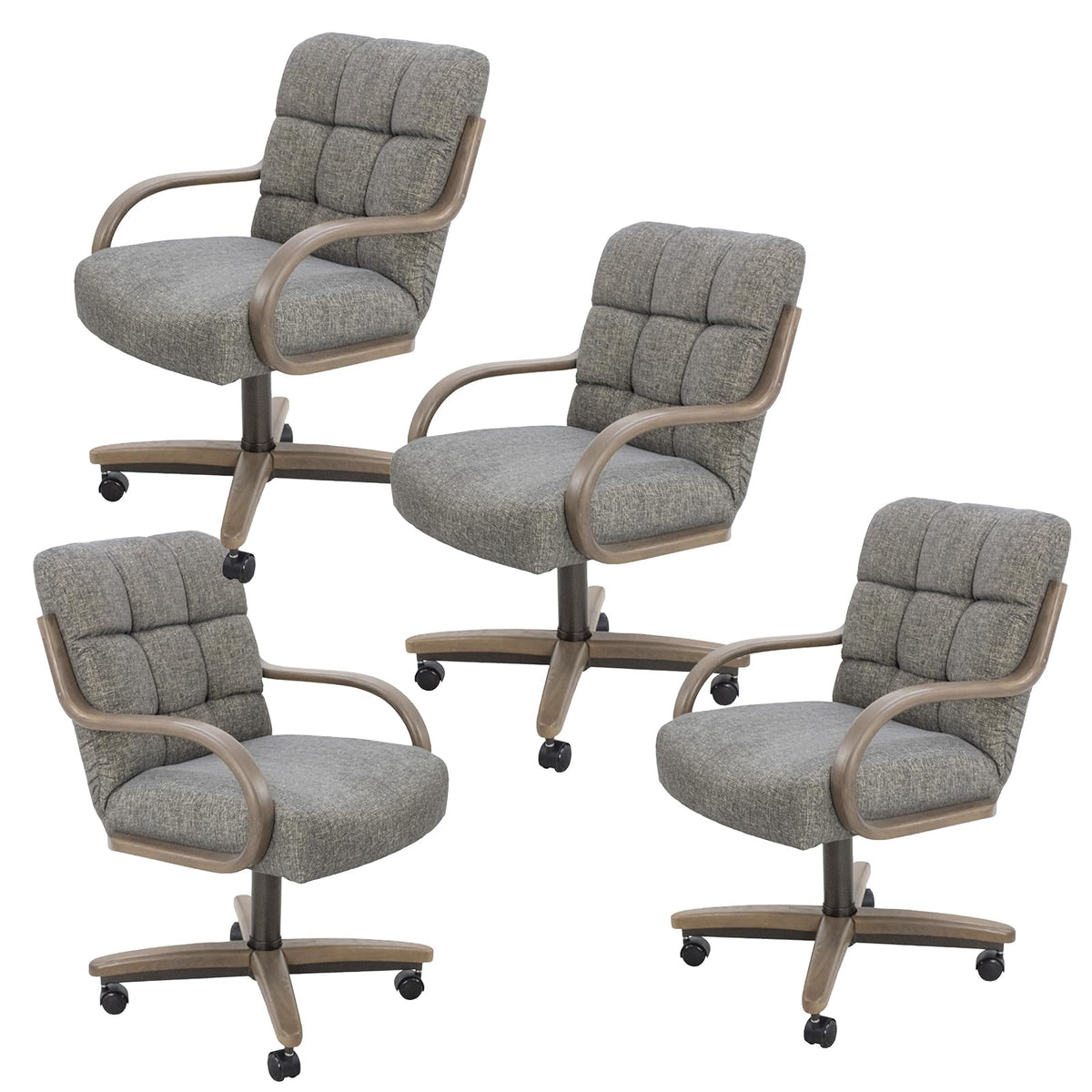 Chromcraft Ryland Swivel-Tilt Caster Dining Chair - Chestnut -Earth - 4pc