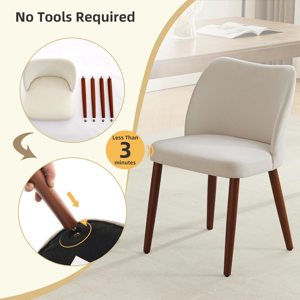 GarveeHome Wooden Dining Chair Set of 4 Upholstered Fabric Dining Chair