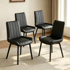Black Faux Leather Dining Chairs Set of 4,Mid Century Modern Kitchen Chairs