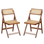 Furlide Rattan Dining Chairs Set of 2, Bamboo Armchairs in Walnut
