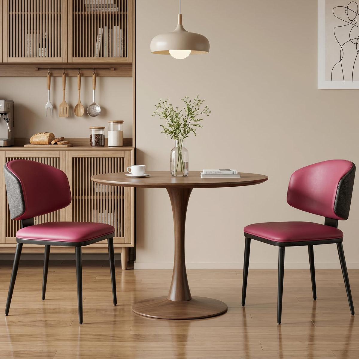 Dining Chairs Set of 4, Faux Leather Kitchen & Dining Chairs