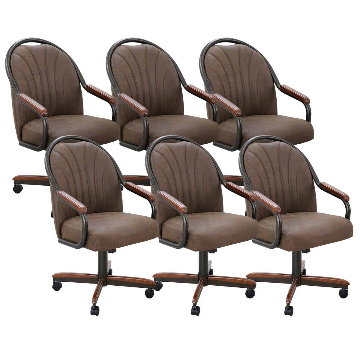 Chromcraft Bailey 4pc Swivel Kitchen Dining Chair - Light Sand-Chestnut