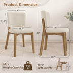 LUE BONA Linen Farmhouse Dining Chairs Set of 4, Natural Wood Leg
