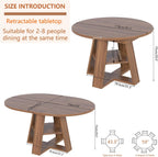 43.3"-59" Extendable Round Oval Dining Table for 4-8 with Storage Shelf