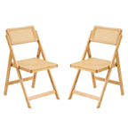 Furlide Rattan Dining Chairs Set of 2, Bamboo Armchairs in Walnut