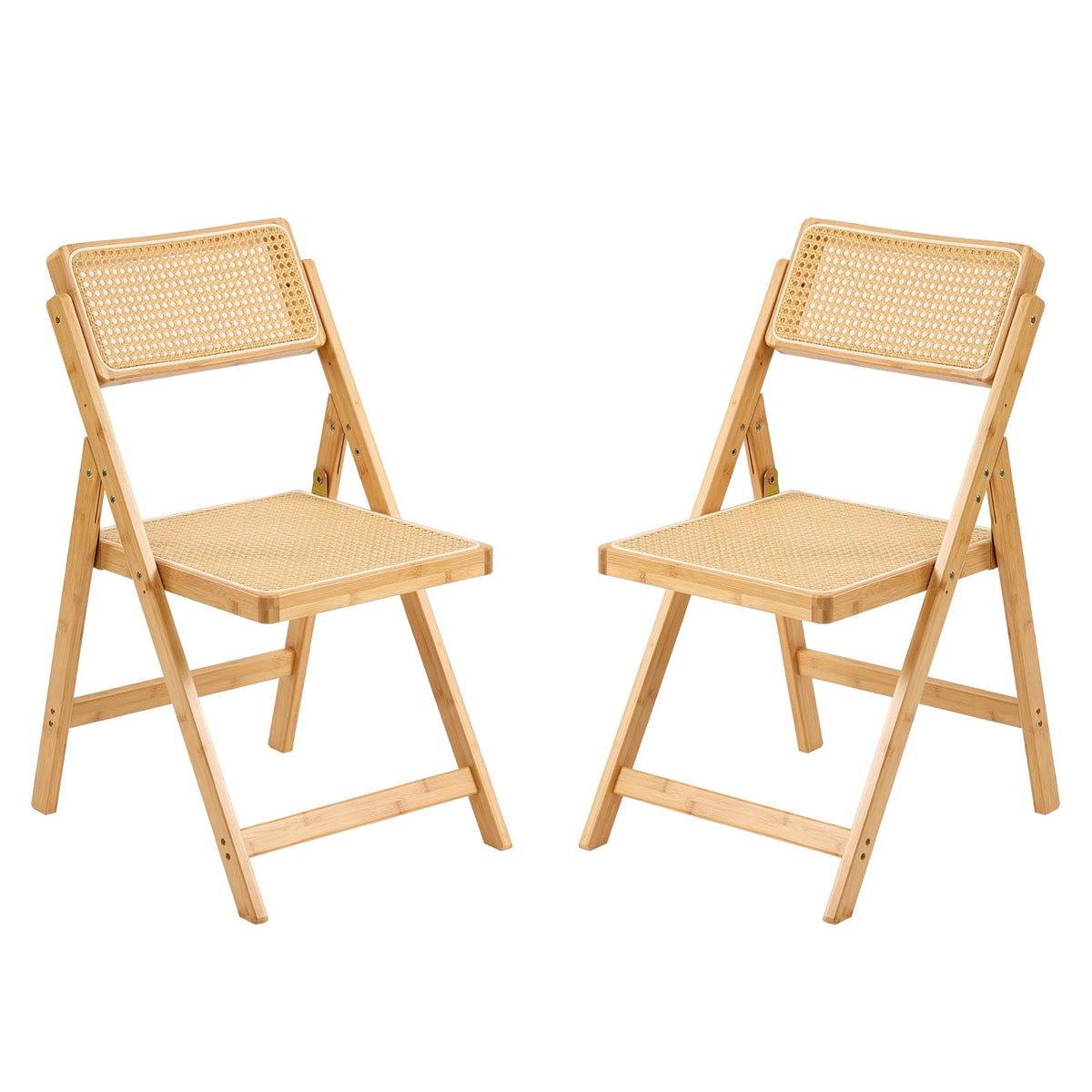 Furlide Rattan Dining Chairs Set of 2, Bamboo Armchairs in Walnut