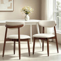 CHUN YI Dining Chairs Set of 4, Upholstered Wooden Dining Room Chairs, Mid Century Modern Fabric Kitchen Chair with Ergonomic Curved Backrest, Beige (Only Chairs)