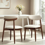 CHUN YI Dining Chairs Set of 4, Upholstered Wooden Dining Room Chairs, Mid Century Modern Fabric Kitchen Chair with Ergonomic Curved Backrest, Beige (Only Chairs)