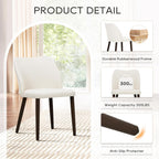 COLAMY Upholstered Dining Chairs Set of 6, Modern Kitchen & Dining Room Chairs with Curved Back, Fabric Padded Seat and Solid Wood Legs, Side Chairs for Restaurant, Cafe & Home, Beige