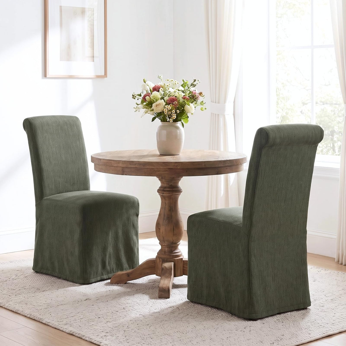 chairus Slipcovered Upholstered Parsons Dining Chairs Set of 4, Blue Stripe