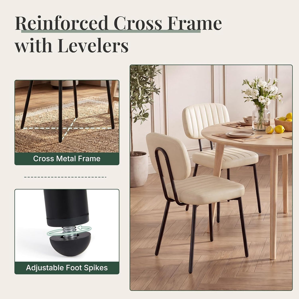 Dining Chairs Set of 2, PU Leather Upholstered Kitchen Chairs
