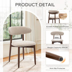 COLAMY Wooden Dining Chairs Set of 2, Modern Fabric Upholstered Kitchen Side Chairs, Farmhouse Dining Room Chair with Foot Pegs, Beige