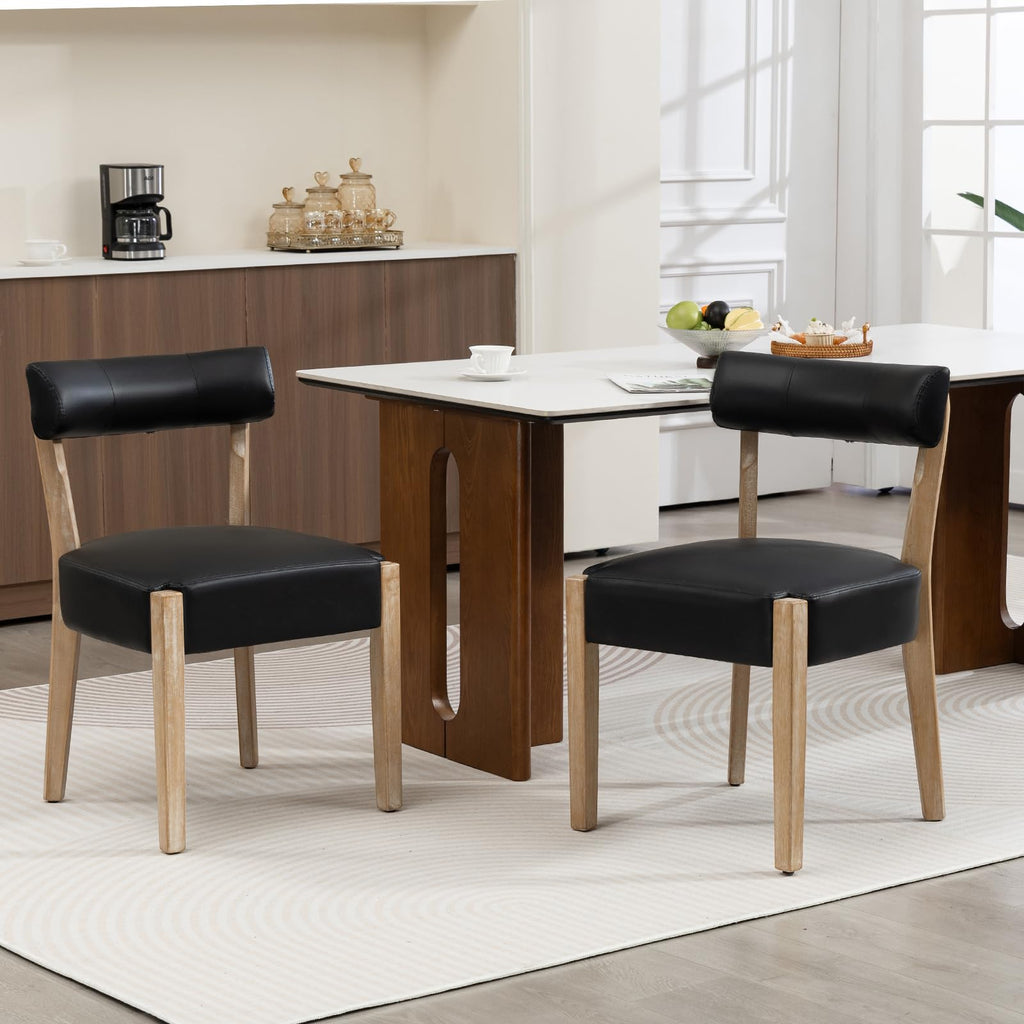 ZJhome Dining Chairs Set of 4,Mid Century Modern Dining Chair Set - Linen Upholstered Low Back Kitchen & Dining Room Chairs with Woven Design,Oatmeal Fabric