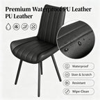 Black Faux Leather Dining Chairs Set of 4,Mid Century Modern Kitchen Chairs