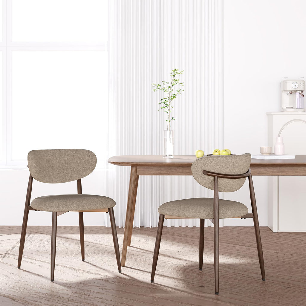 MALOL Dining Chairs Set of 4, Curved Back Kitchen Room Chairs with Metal Legs and Anti Slip Pads, Upholstered Dining Chair for Home and Restaurant, Beige