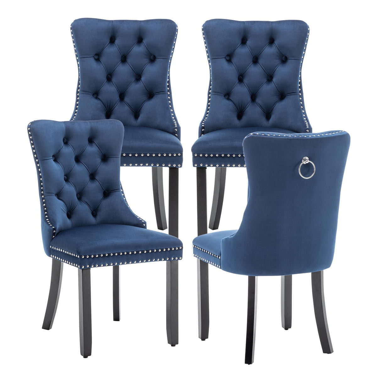 Velvet Dining Chairs, Tufted Kitchen & Dining Room Chairs, Beige, Set of 4