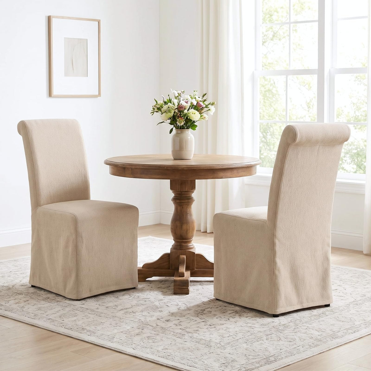 chairus Slipcovered Upholstered Parsons Dining Chairs Set of 4, Blue Stripe