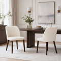 MALOL Dining Chairs Set of 6, Upholstered Fabric Kitchen Chairs with Curved Back, Padded Seat and Solid Wood Legs, Modern Dining Chair for Kitchen Dining Room, Camel
