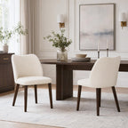 MALOL Dining Chairs Set of 6, Upholstered Fabric Kitchen Chairs with Curved Back, Padded Seat and Solid Wood Legs, Modern Dining Chair for Kitchen Dining Room, Camel