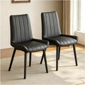 Black Faux Leather Dining Chairs Set of 4,Mid Century Modern Kitchen Chairs