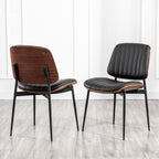 LUNLING Dining Chairs Set of 2 Mid Century Modern Retro Green Velvet Kitchen Chairs with Walnut Bentwood Upholstered Seat Metal Legs Adjustable Foot for Kitchen Dining Room Chairs(Green Fabric)