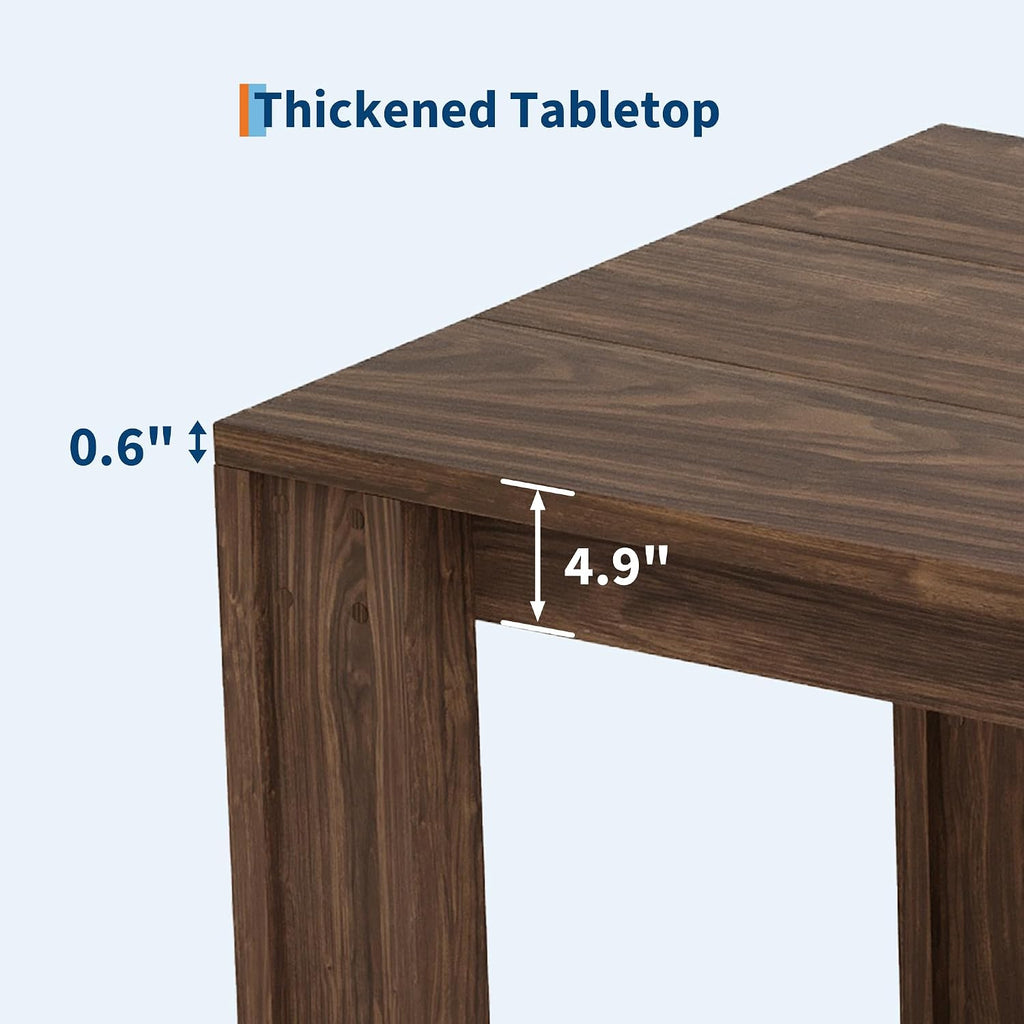 Garvee 71" Farmhouse Dining Table for 4-6, Kitchen Table w/Thick Tabletop, Wood Strip Base, Wider Legs, Large Rectangular Dining Room Table for Kitchen, Apartment & Family Gatherings, Walnut