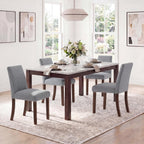 MALOL Upholstered Kitchen Chairs Set of 6, Modern Kitchen Chairs with High Back, Padded Fabric Dining Room Chair with Solid Wood Legs for Restaurant/Cafe/Home, Light Beige
