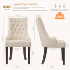 COLAMY Wingback Upholstered Dining Chairs Set of 4, Fabric Side Dining Room Chairs with Tufted Button, Living Room Chairs for Home Kitchen Resturant- Beige