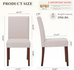 MALOL Upholstered Dining Chairs Set of 4, Fabric Dining Room Chairs, Modern Wooden Dining Chair, Kitchen Side Chairs, Farmhouse Dinner Chair with High Back for Kitchen, Beige