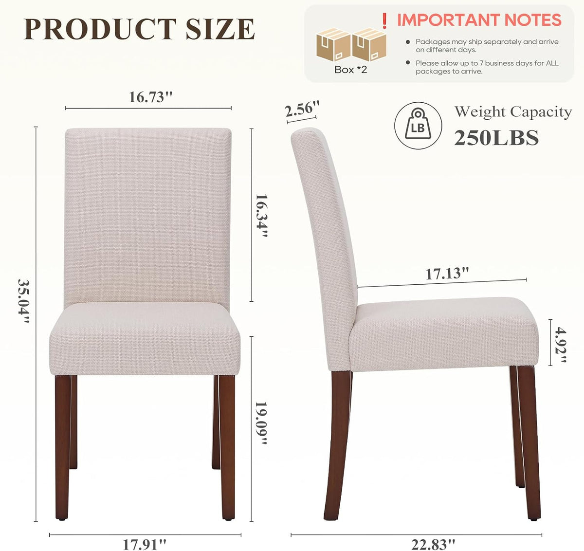 MALOL Upholstered Dining Chairs Set of 4, Fabric Dining Room Chairs, Modern Wooden Dining Chair, Kitchen Side Chairs, Farmhouse Dinner Chair with High Back for Kitchen, Beige