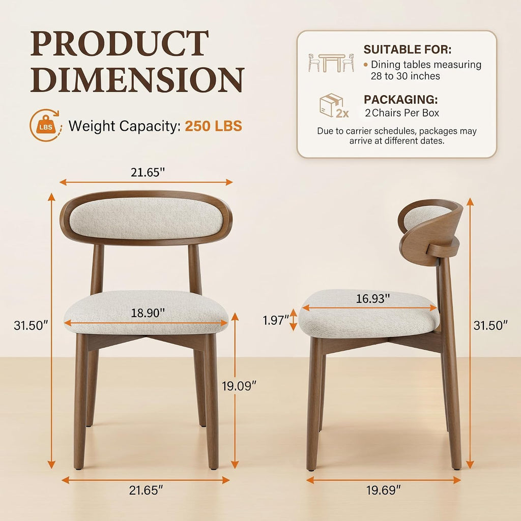 Wooden Dining Chairs set of 4, Farmhouse Dinner Chairs with Curved Back