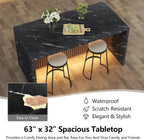63" Large Imitation Marble Dining Table for 4-6 People(Patent Pending)