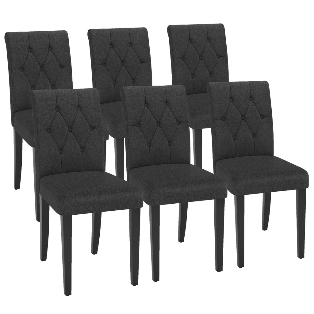 Welzona Upholstered Dining Chairs Set of 4, Button Tufted Parsons Dining Chair with Solid Wood Legs, Modern Fabric Side Chair for Dining Room/Kitchen/Restaurant/Hotel- Black
