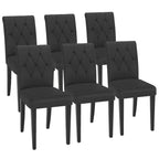 Welzona Upholstered Dining Chairs Set of 4, Button Tufted Parsons Dining Chair with Solid Wood Legs, Modern Fabric Side Chair for Dining Room/Kitchen/Restaurant/Hotel- Black