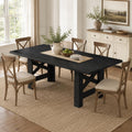 71" Farmhouse Dining Table for 6-8 Person, Large Rectangular Wood Dining Room Table Only, Rock-Strong Thick Base & Heavy Duty Triangular Legs for Kitchen, Office & Restaurant, Natural Wood