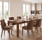RIVOVA Upholstered Dining Chairs Set of 4, Modern Wooden Dining Room Chair Linen Fabric Kitchen Chairs Farmhouse Dinner Chair with Hardwood Frame, Beige