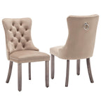 Velvet Dining Chairs, Tufted Kitchen & Dining Room Chairs, Beige, Set of 4