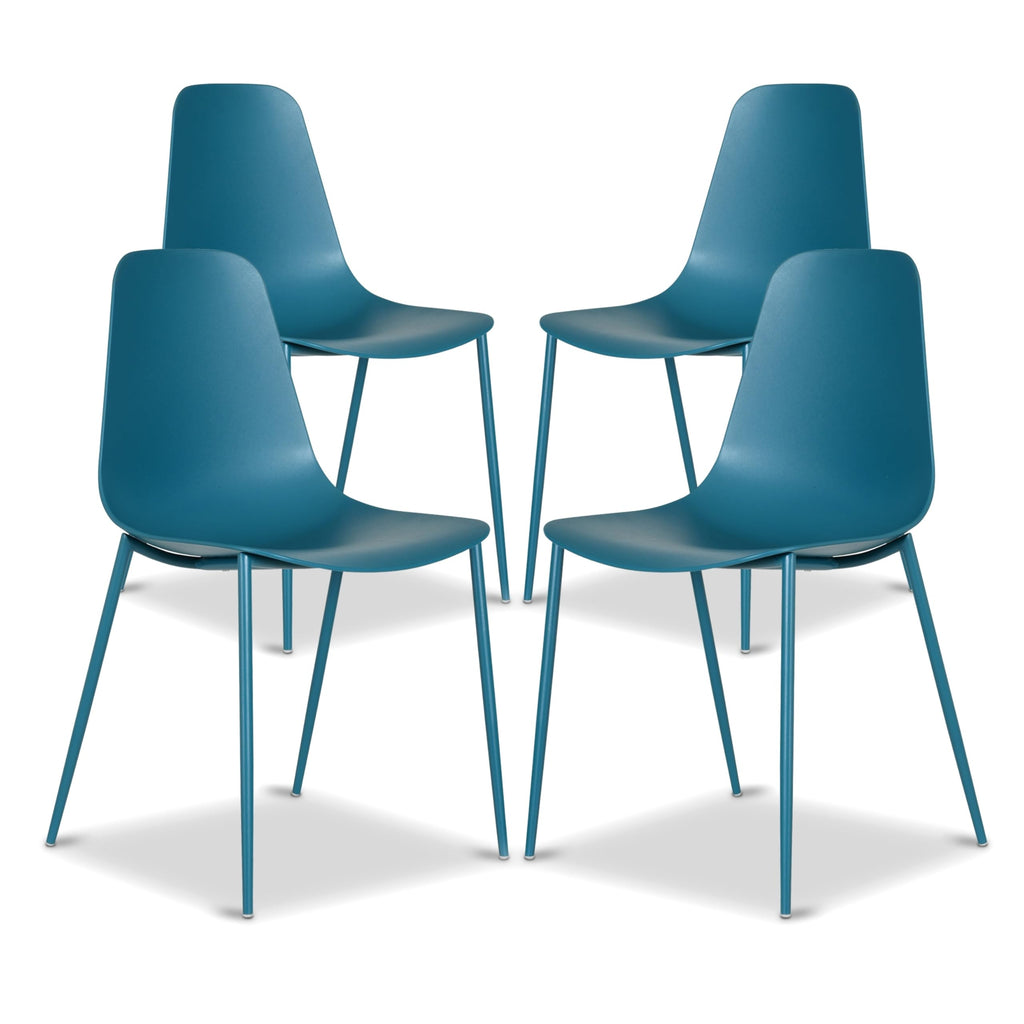 Poly & BARK Isla Modern Kitchen Chairs Set of 4 - Plastic Dining Chair with Metal Legs - Quick Assembly Simple Cafe Chairs Plastic for Indoor or Outdoor - Pistachio Green