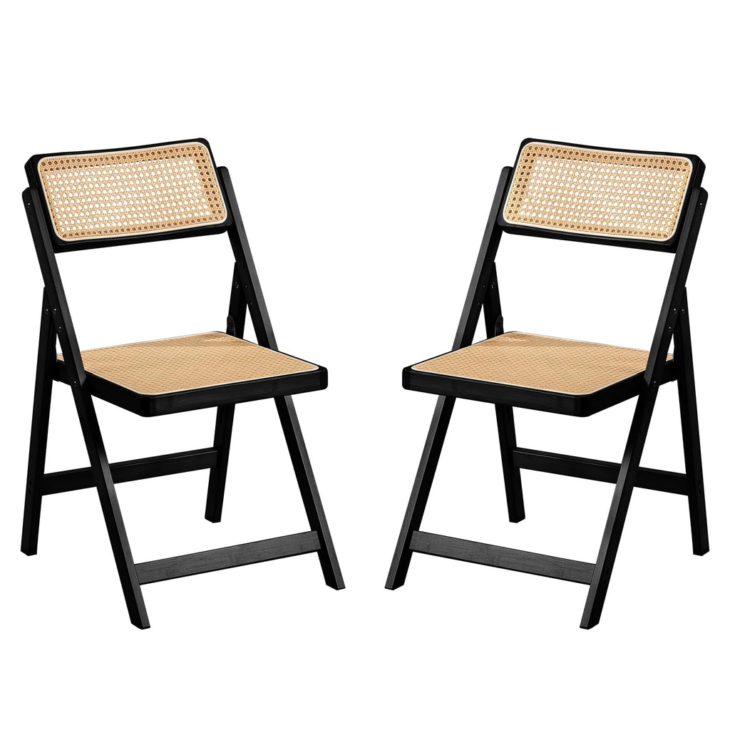 Furlide Rattan Dining Chairs Set of 2, Bamboo Armchairs in Walnut