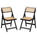 Furlide Rattan Dining Chairs Set of 2, Bamboo Armchairs in Walnut