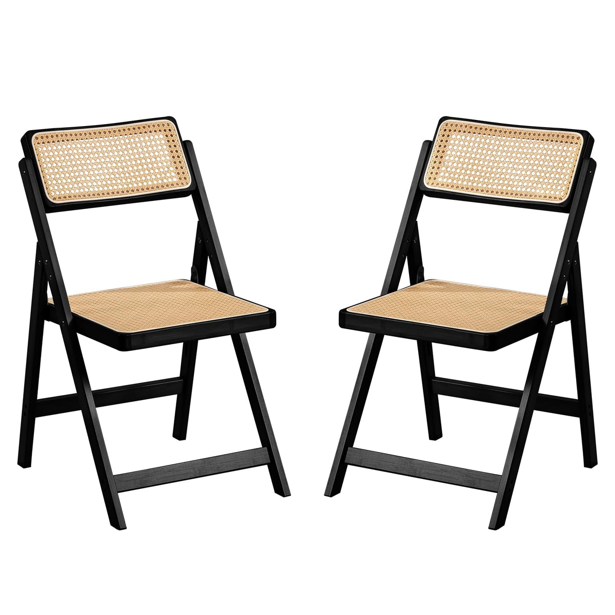 Furlide Rattan Dining Chairs Set of 2, Bamboo Armchairs in Walnut