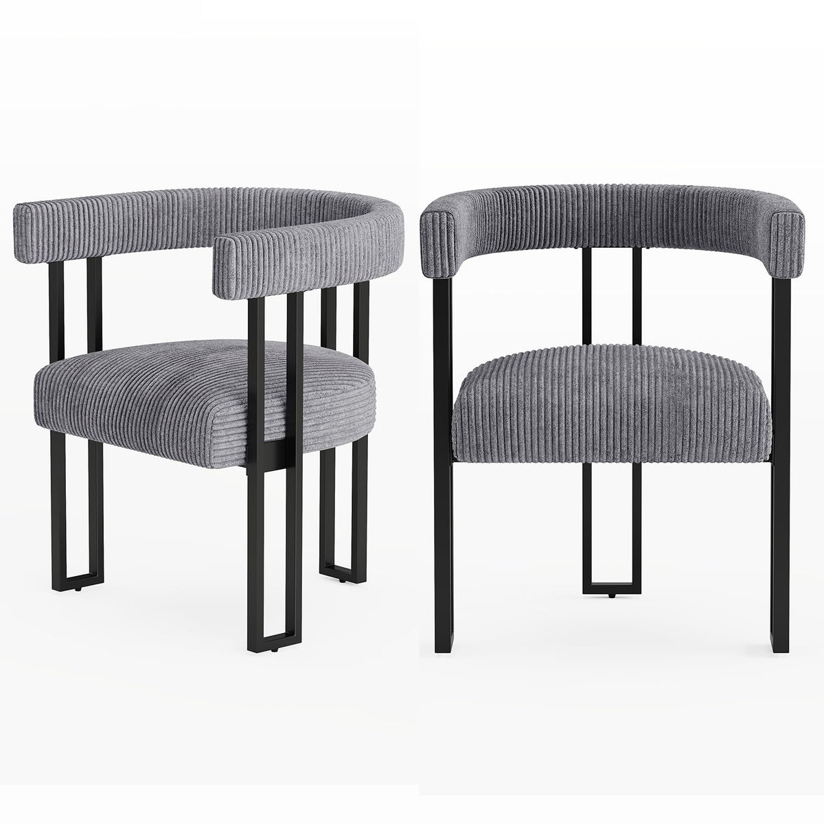 VIRRMO Boucle Dining Chair Set of 4 Corduroy Upholstered Dining Room Chairs Kitchen Chairs with Metal Legs Mid Century Modern Chair for Dining Room, Kitchen (Cream, 4)