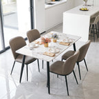 63" Sintered Stone Dining Table, Modern Kitchen Table with Marble Top, Rectangular Dining Table with Black Metal Legs for Small Space Living Room,Kitchen,Office,Cafe, Pandora Beige
